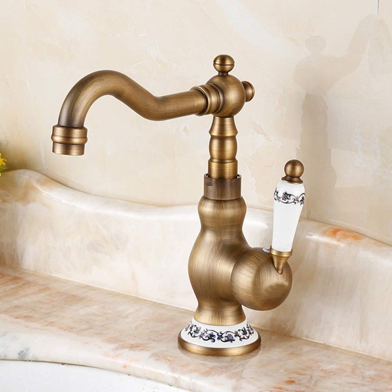 Lightinthebox Antique Bar/Prep Deck Mounted Rotatable with Ceramic Valve Single Handle One Hole for Antique Brass Kitchen Faucet - Image 3